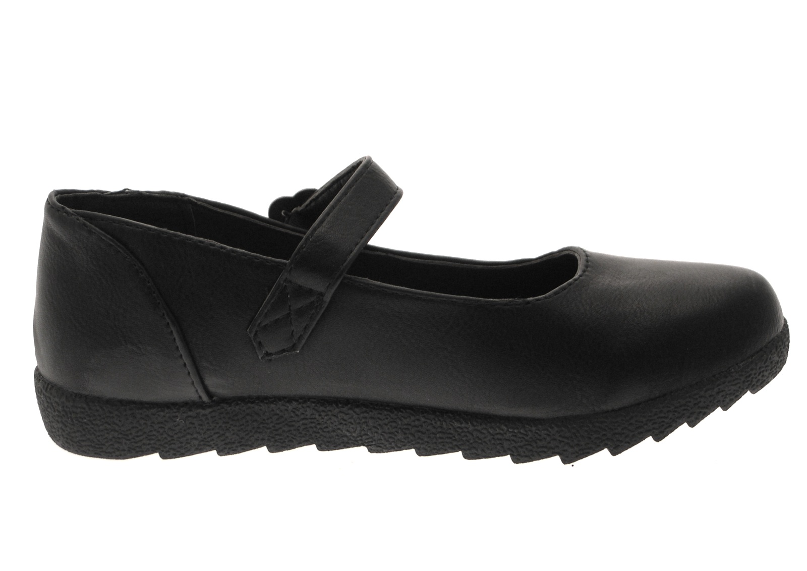 Girls Kids Black School Shoes Mary Jane / Slip On Faux Leather Junior